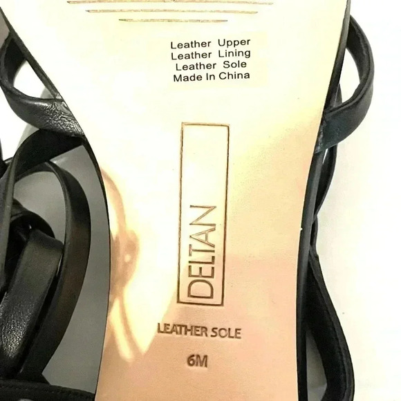 Deltan Size 6M Fawn Ankle Wrap Strappy Block Heel Thong Dress Sandals Black NEW - Picture 9 of 12